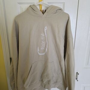 Men's Beige Hoodie with Hook Design